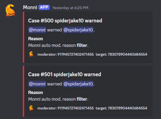 Monni's moderation tools